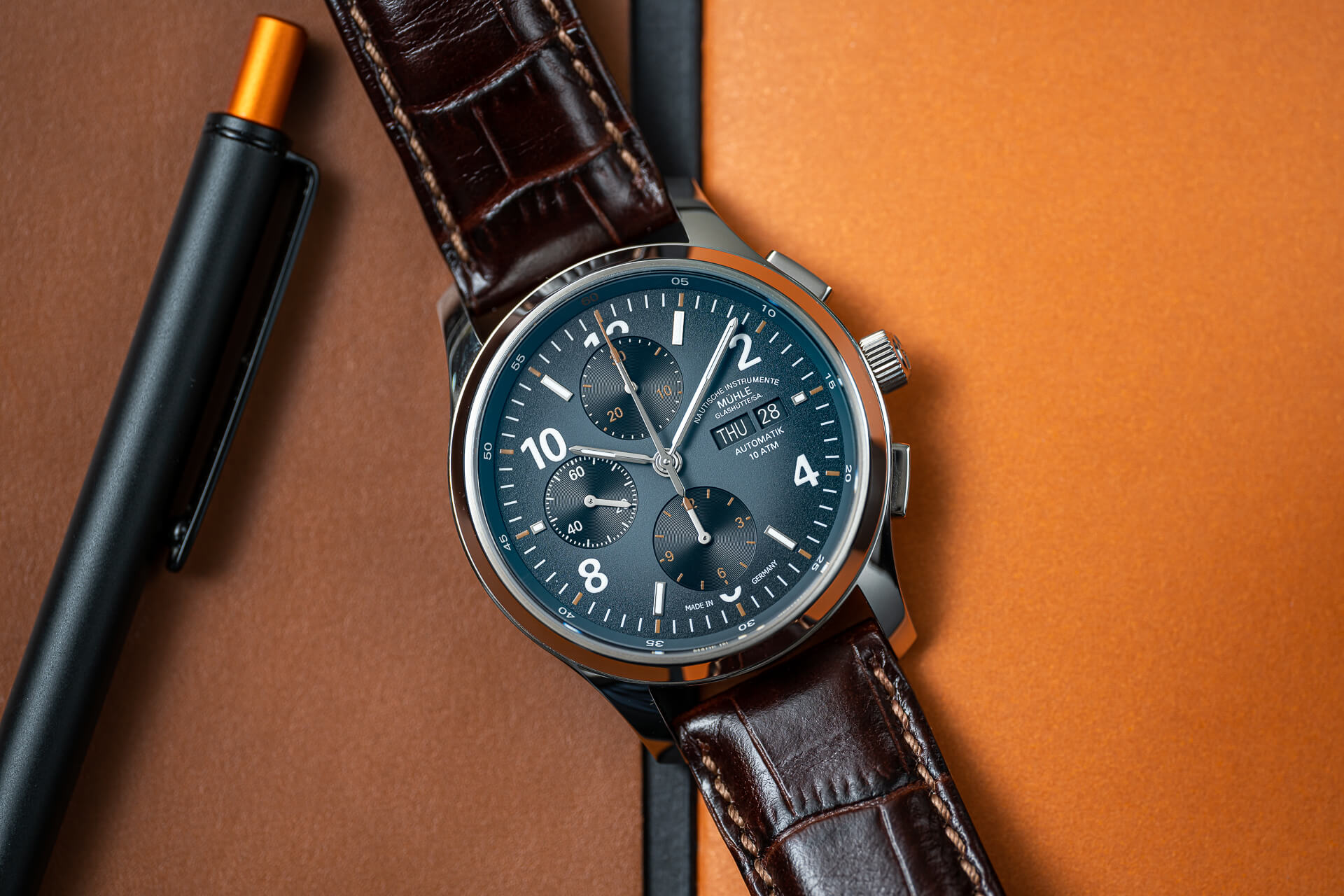 Orologio Uomo Cronografo Al Quarzo - Movimento Giapponese VD51, Acciaio E Pelle, Impermeabile 30m